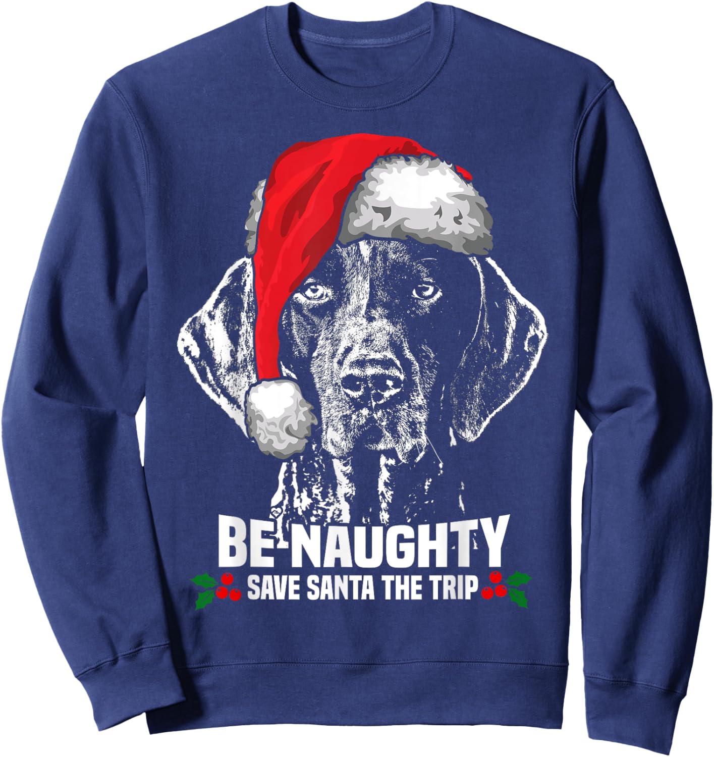 Save Santa German Shorthaired Pointer Xmas Sweatshirt - Sweatshirt | Navy