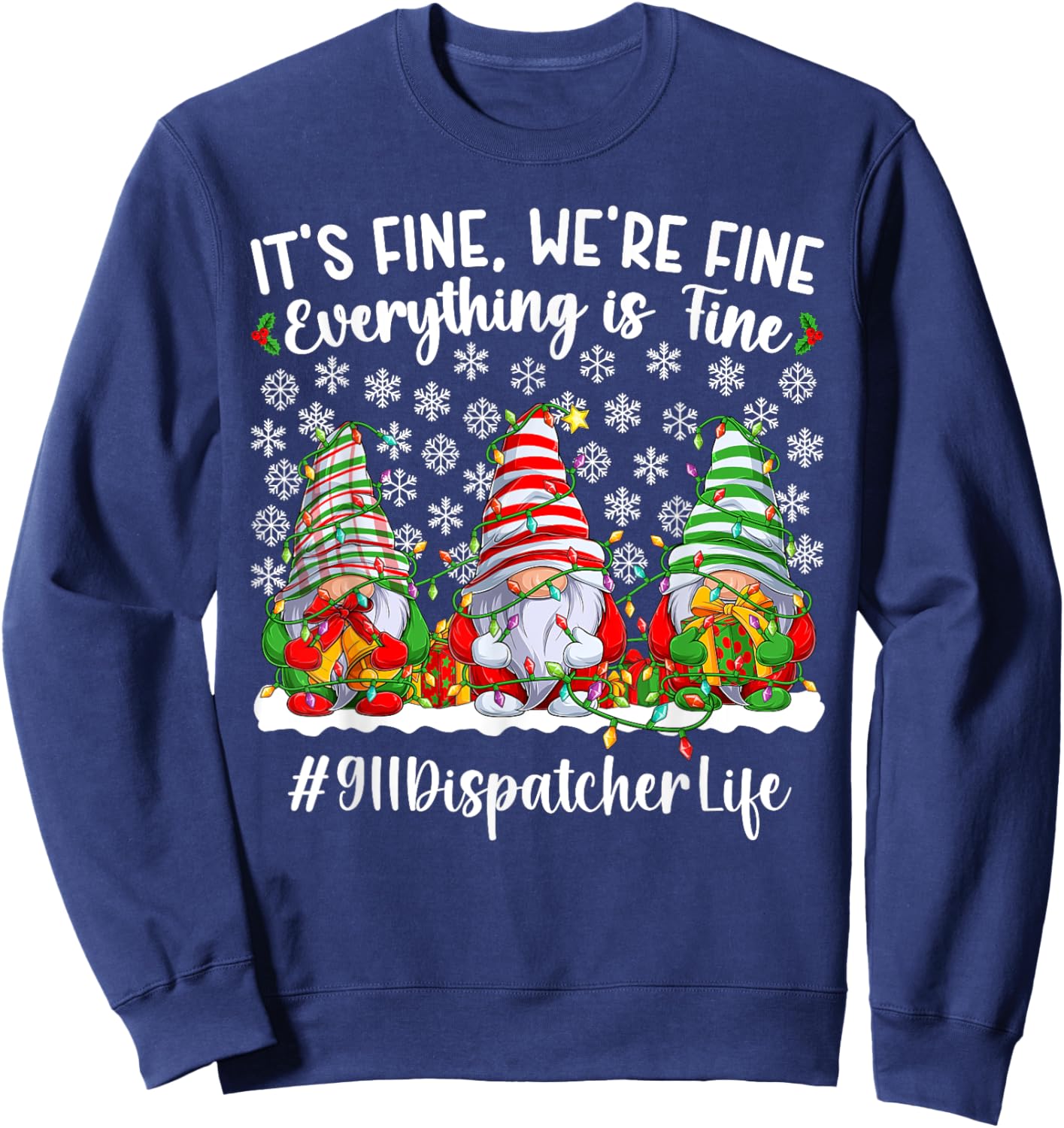 Funny 911 Dispatcher Christmas 911 Operator Xmas Party Sweatshirt - Sweatshirt | Navy