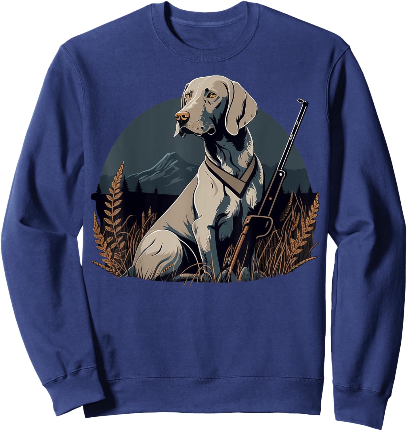 Weimaraner Hunter on Weimaraner Game Hunting Sweatshirt - Sweatshirt | Navy