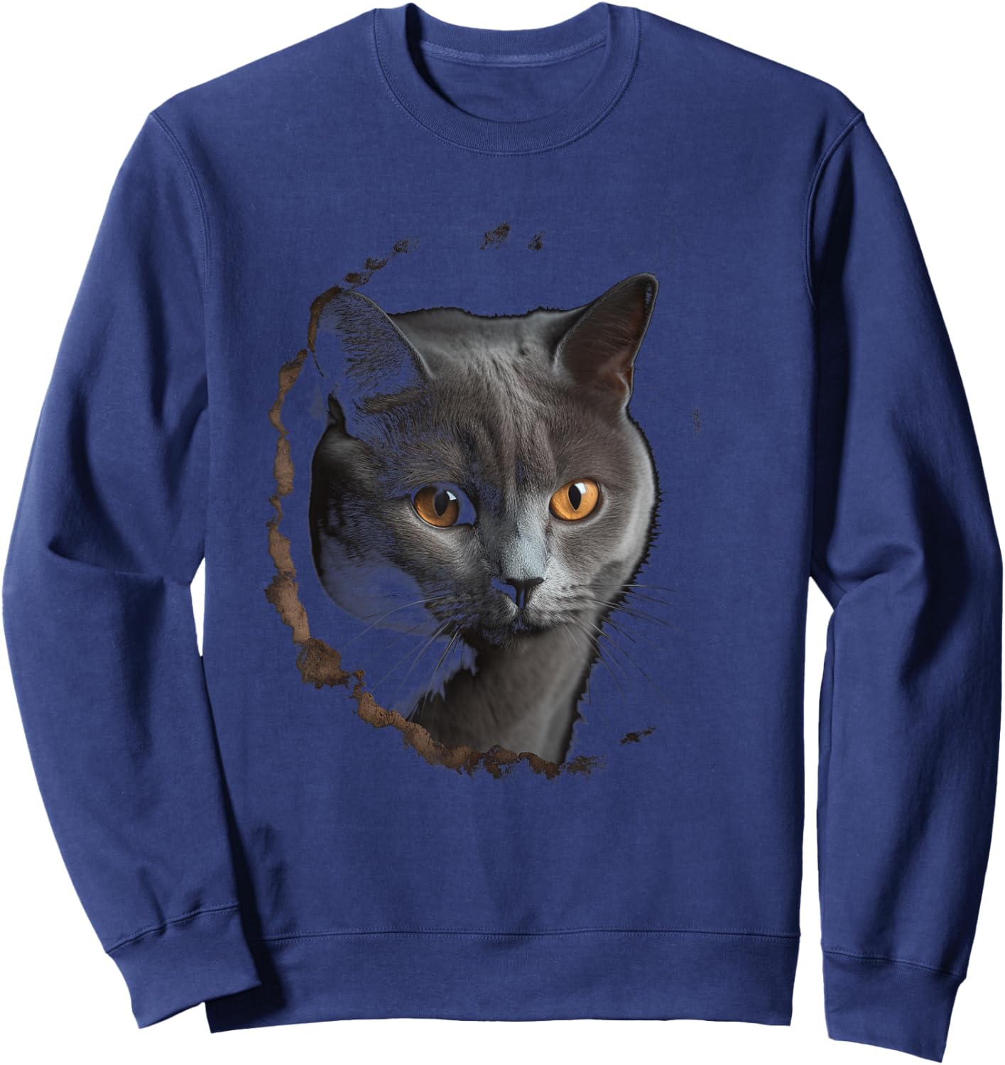 Chartreux Cat Eyes Kitty Kitten Cat Artwork Cat Face Sweatshirt - Sweatshirt | Navy