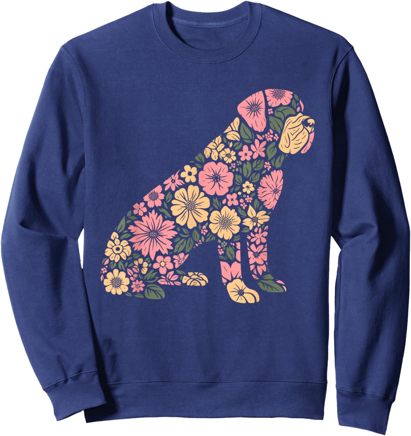 Funny Floral FLower Mastiff Mom Grandma Mothers Day Sweatshirt - Sweatshirt | Navy