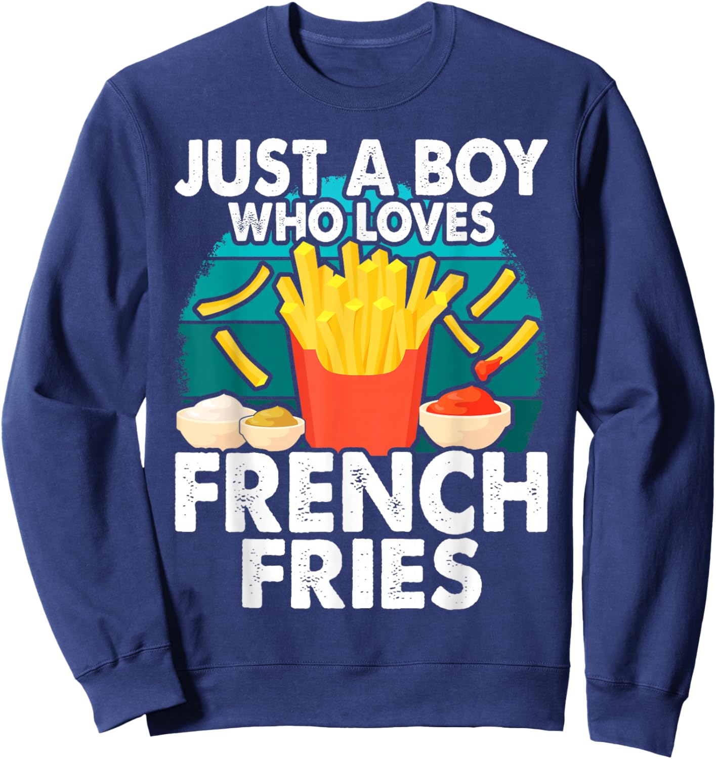 Cool Just a Boy Who Loves French Fries Boys Kids Toddler Sweatshirt - Sweatshirt | Navy