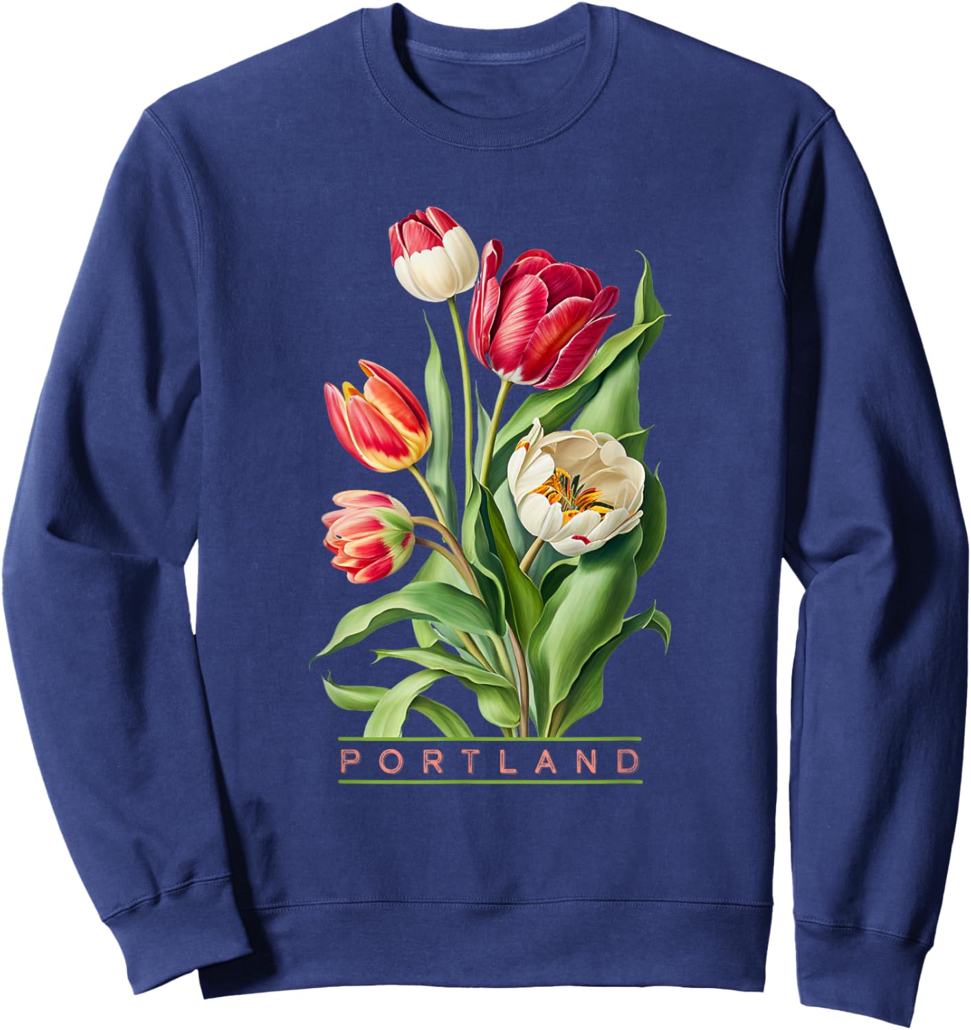 Portland Botanical Tulip Lovers Gardeners Souvenir Sweatshirt - Sweatshirt | Navy