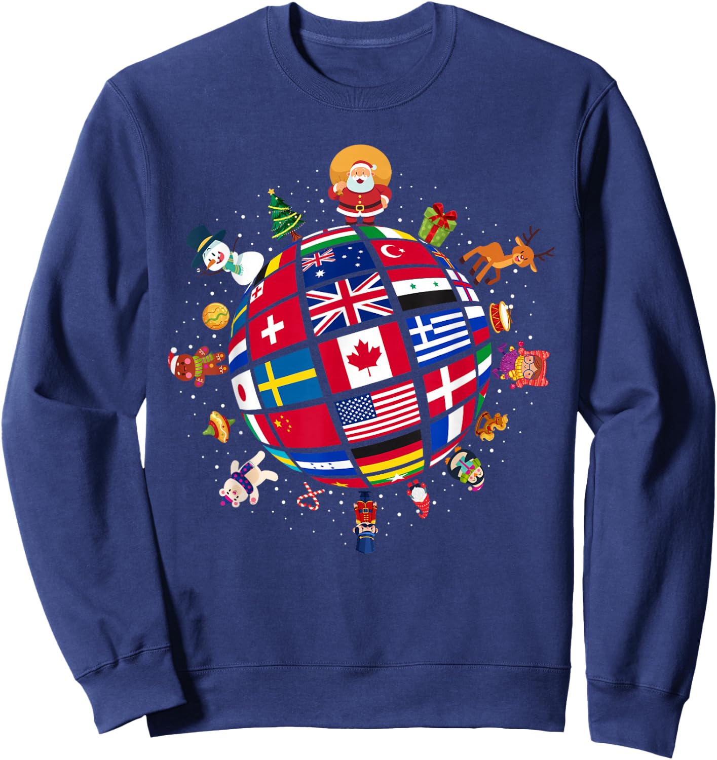 Flags Of The World Christmas Around The Globe Sweatshirt - Sweatshirt | Navy