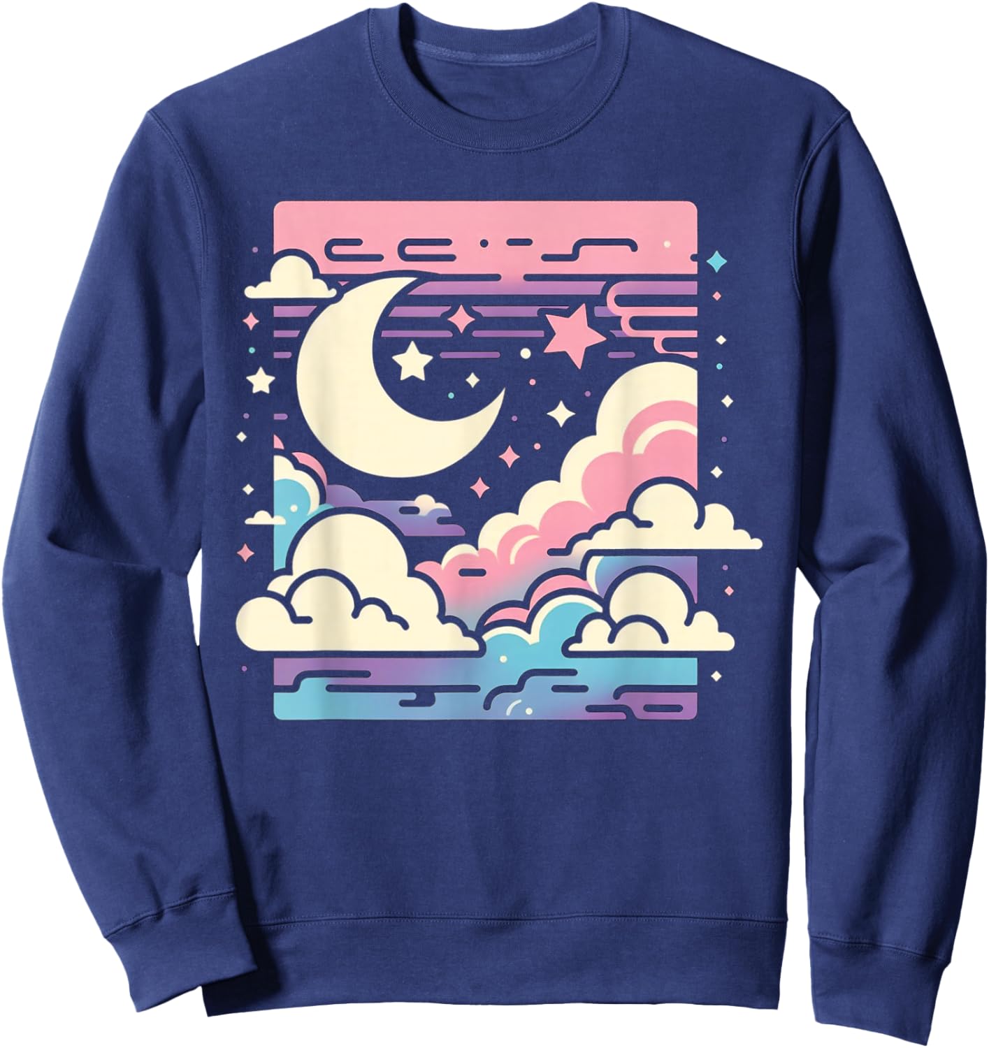 Clouds Vaporwave Aesthetic Japanese Anime Kawaii Sweatshirt - Sweatshirt | Navy