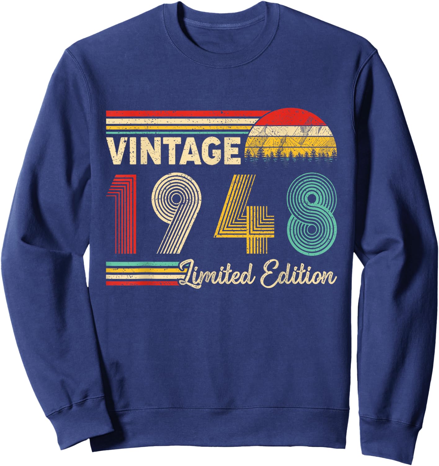 Vintage 1948 Limited Edition Outfit Distressed Retro 1948 Sweatshirt - Sweatshirt | Navy