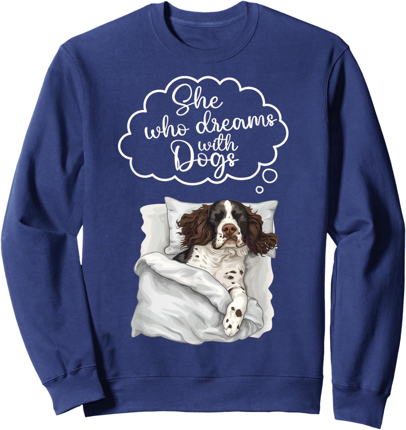 English Springer Spaniel Dog Nightgown Pajama Sweatshirt - Sweatshirt | Navy