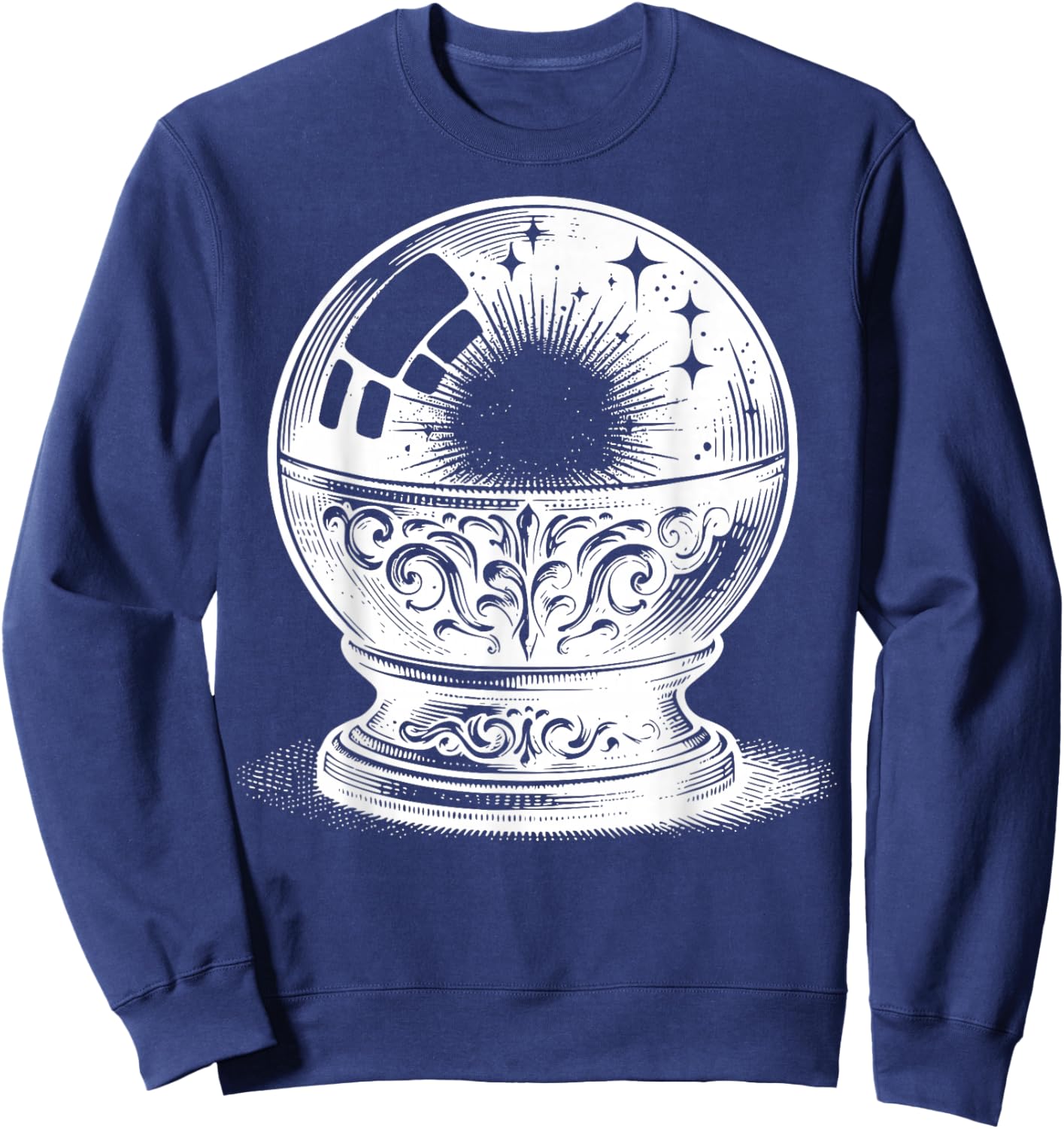 Crystal Ball On Stand With Reflections And Light Details Sweatshirt - Sweatshirt | Navy