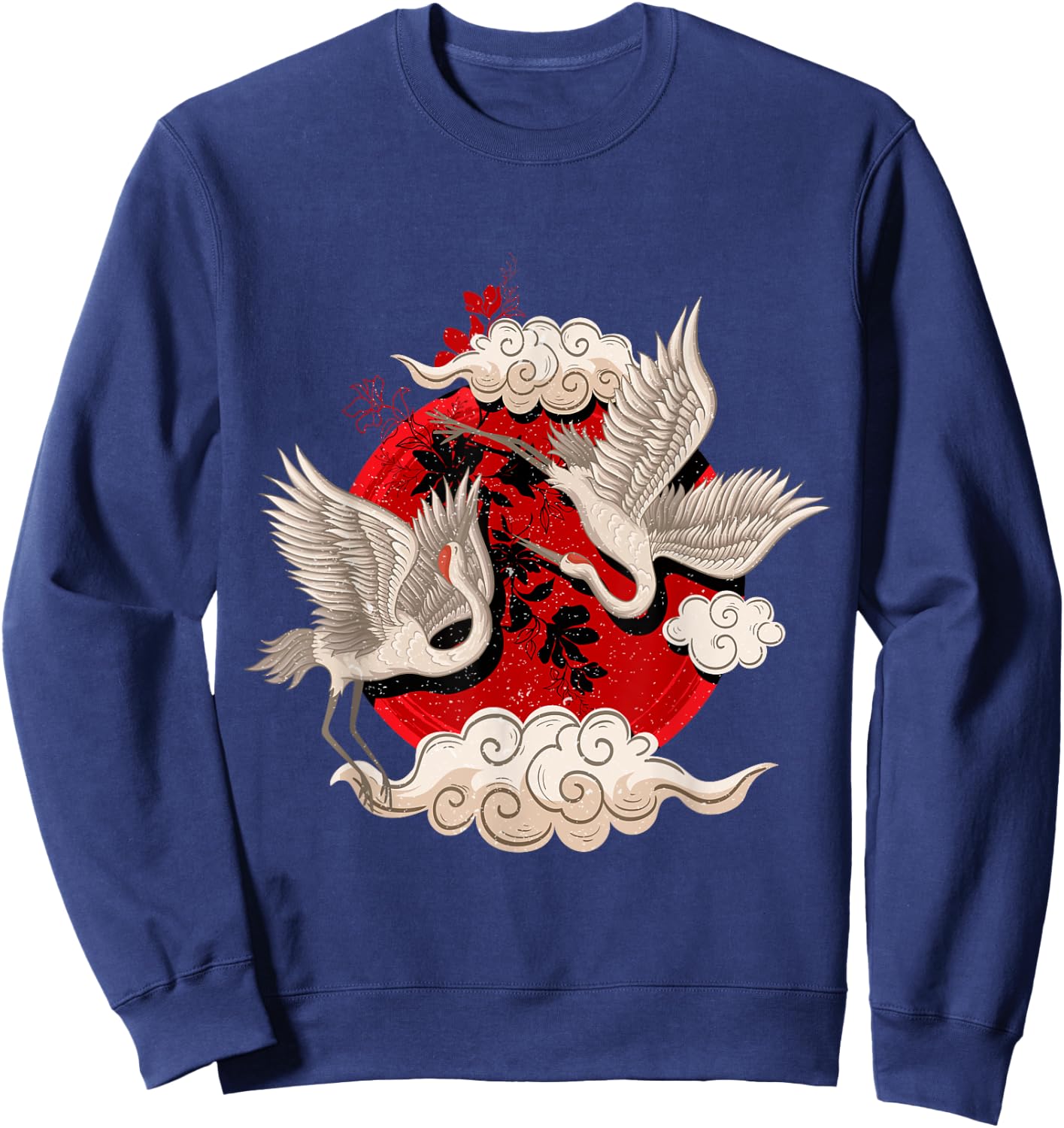White Crane Bird Asian Style Martial Arts Sweatshirt - Sweatshirt | Navy