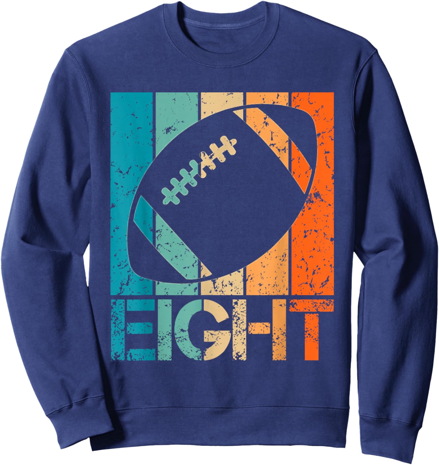8th Football Birthday 8 Year Old 8yr Boys Birthday Football Sweatshirt - Sweatshirt | Navy