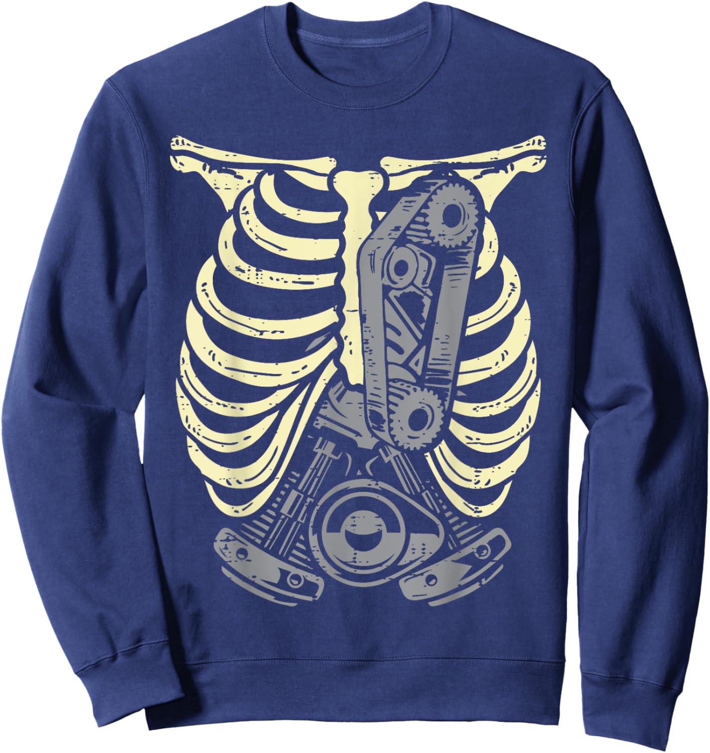 Car Engine Ribs Auto Mechanic Halloween Skeleton Men Dad Sweatshirt - Sweatshirt | Navy