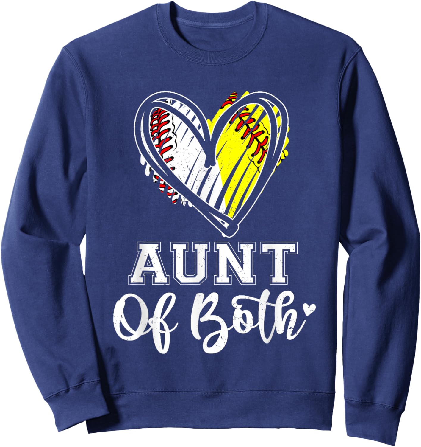 Aunt Of Both Baseball Softball Aunt Mothers Day Sweatshirt - Sweatshirt | Navy