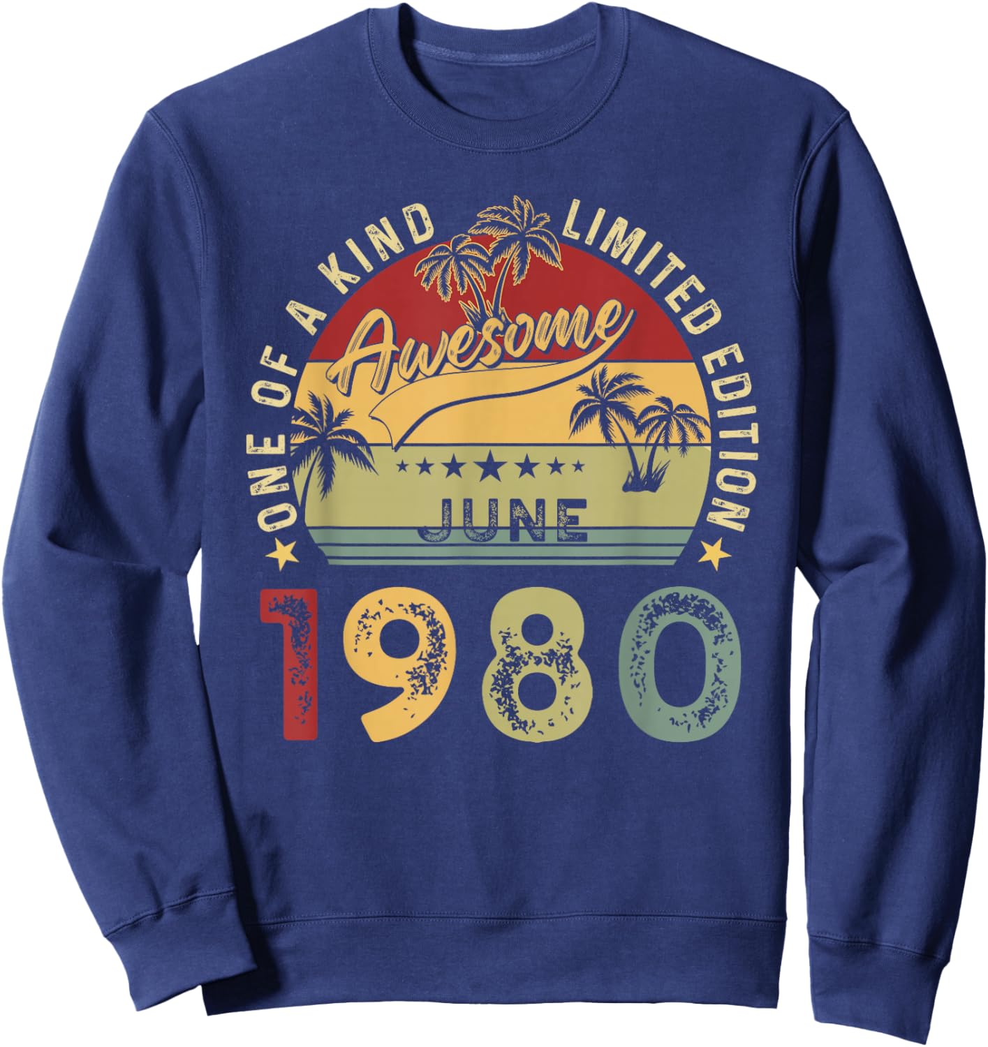 Awesome Since June 1980 Vintage Birthday Gift Men Women Sweatshirt - Sweatshirt | Navy