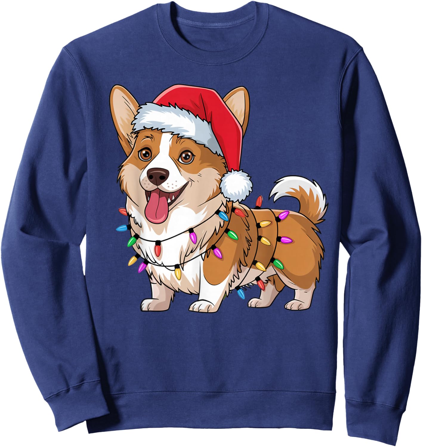 Cardigan Welsh Corgi Christmas Lights Xmas Dogs Gifts Women Sweatshirt - Sweatshirt | Navy