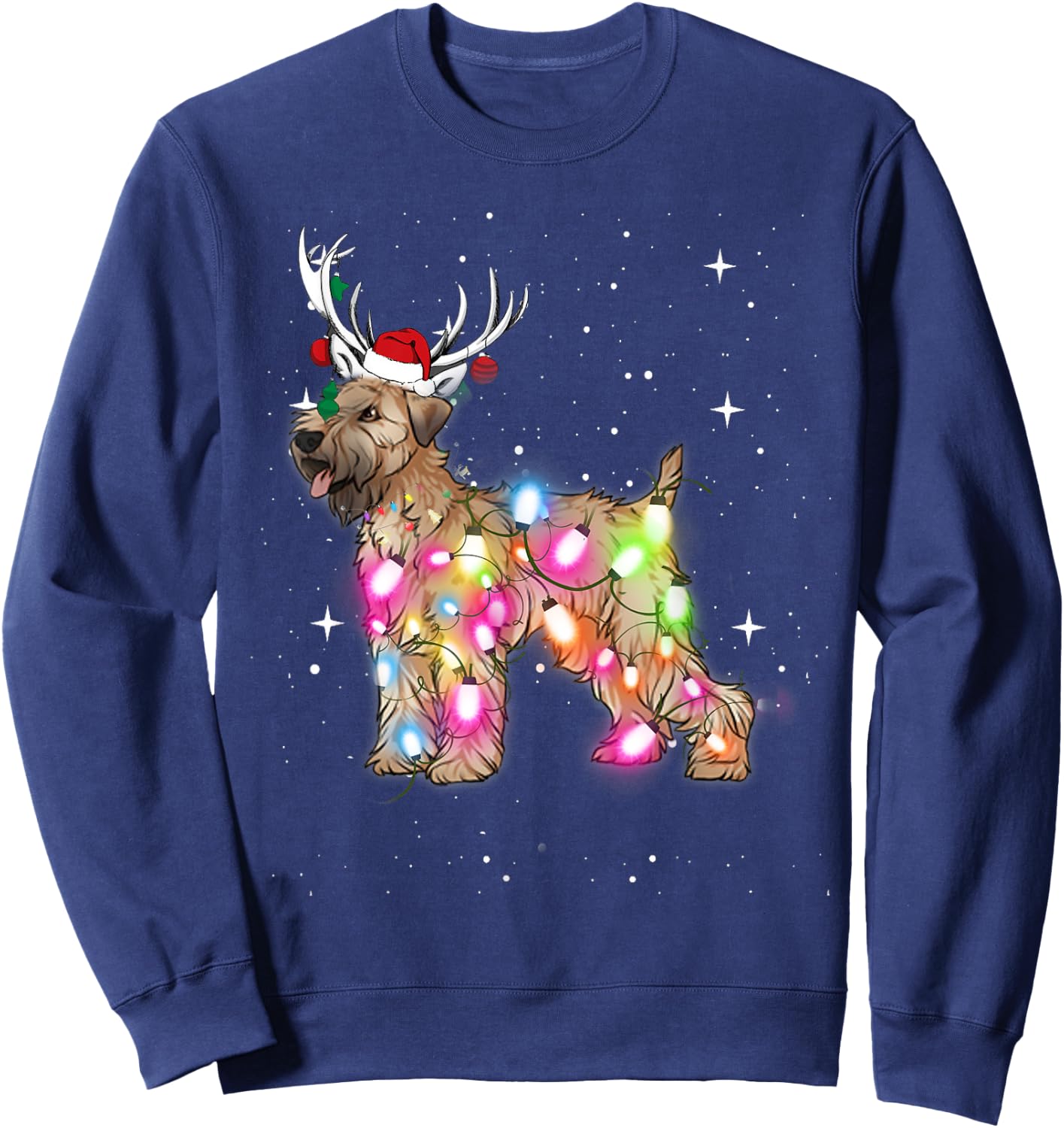 Christmas Lights Soft Coated Wheaten Terrier Dog Women Kids Sweatshirt - Sweatshirt | Navy