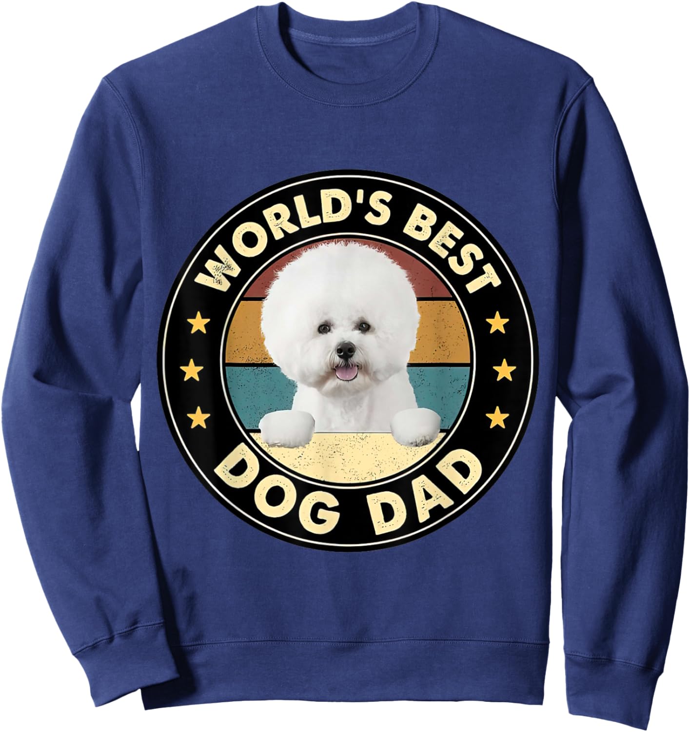 Vintage World's Best Best Bichon Frise Dad Dog Lover Women Sweatshirt - Sweatshirt | Navy