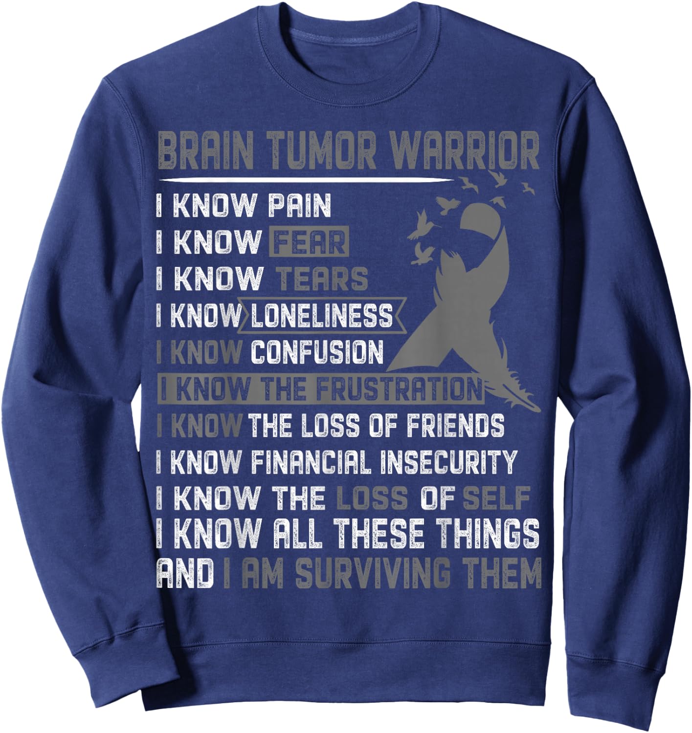 Brain Tumor Warrior Shirt Men Sweatshirt - Sweatshirt | Navy