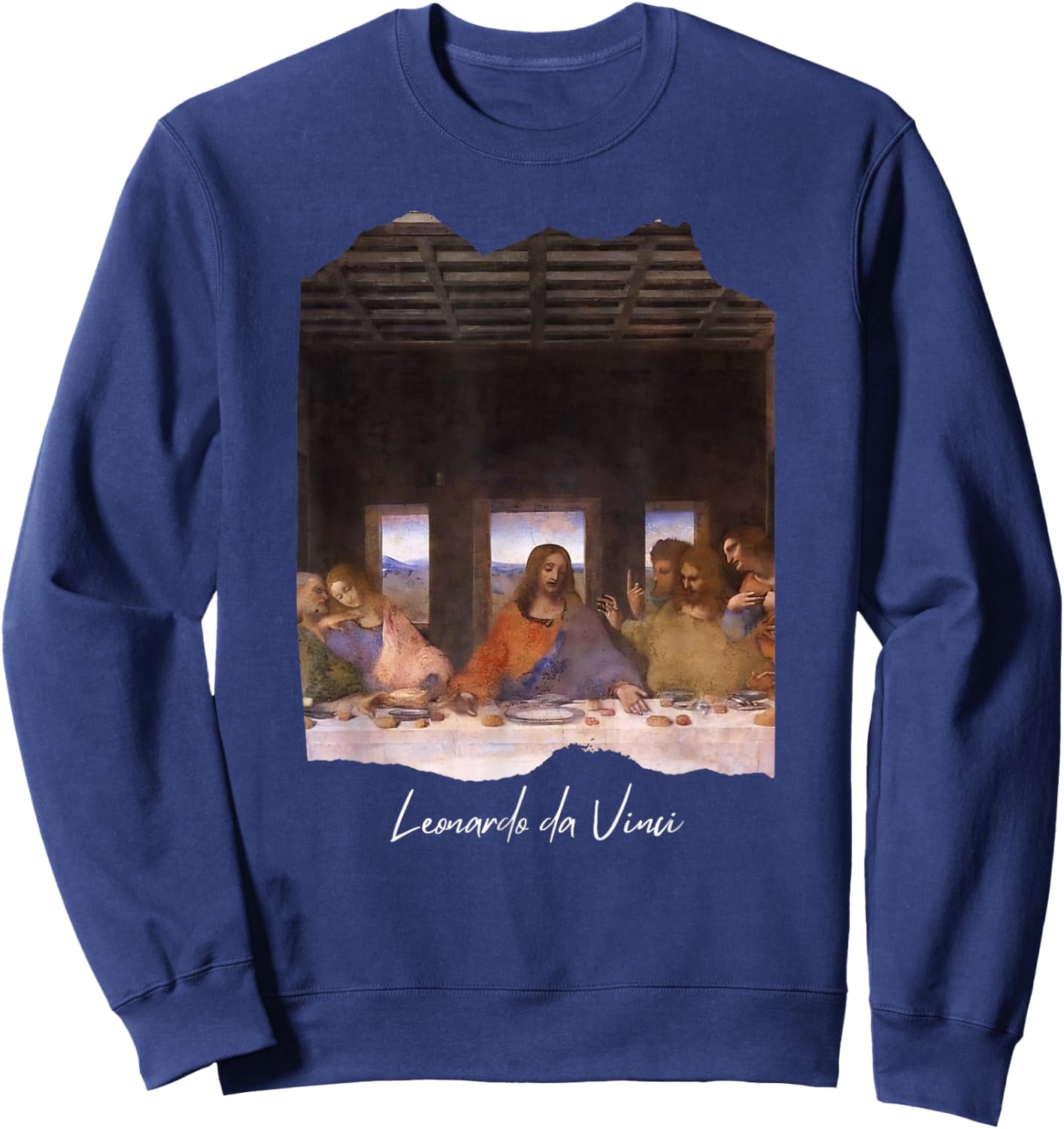 The Last Supper by Leonardo da Vinci Famous Painting Art Sweatshirt - Sweatshirt | Navy