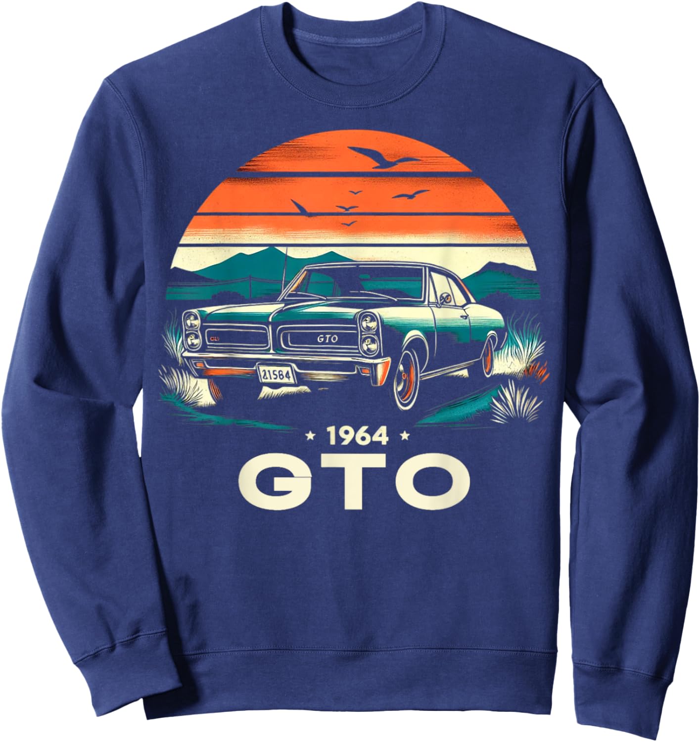 1964 64 GTO Classic Car Old School Muscle Vintage Car Sweatshirt - Sweatshirt | Navy
