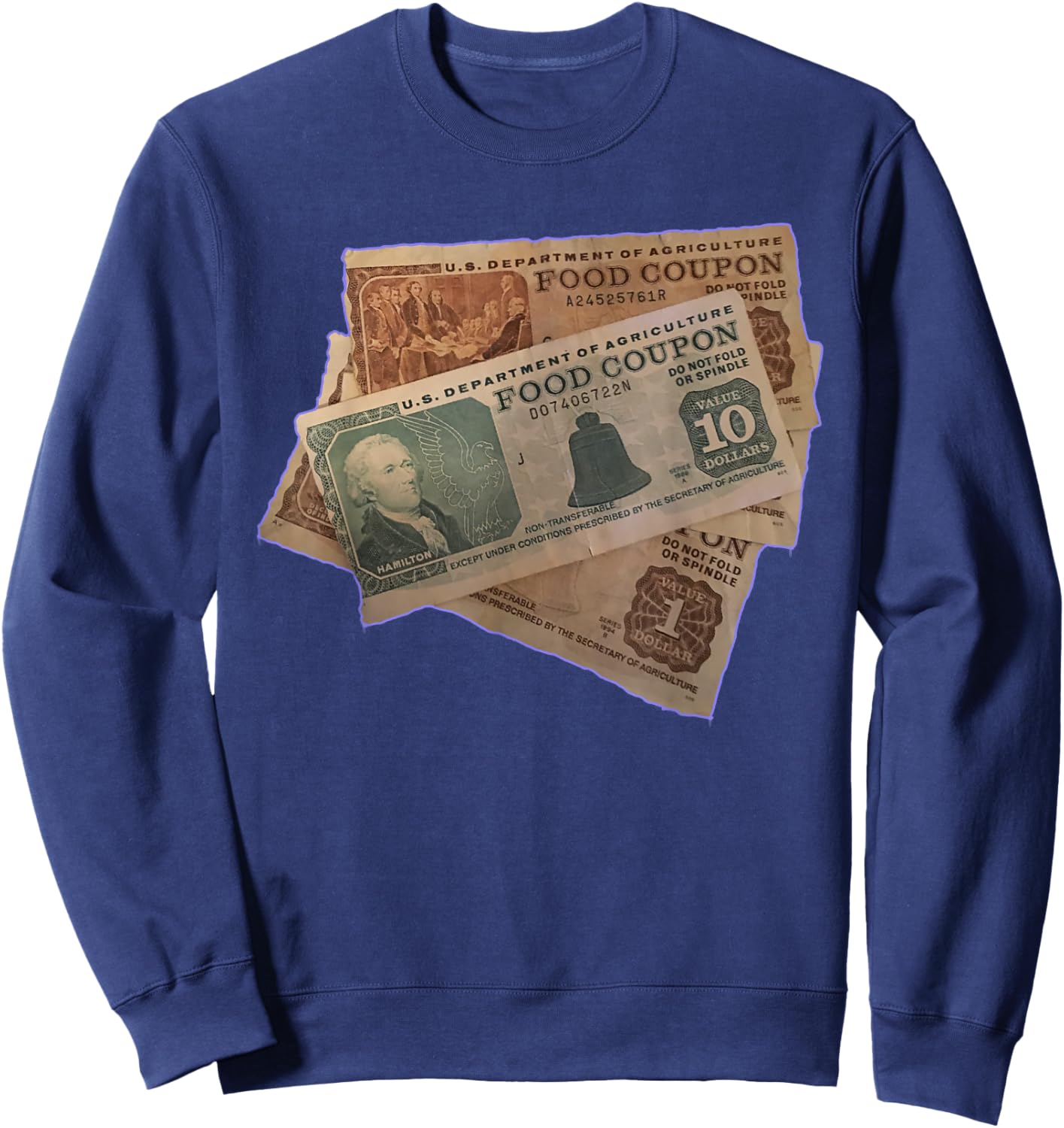 Foodstamp Graffiti Throwback Classic Gift Hiphop EBT 90s Sweatshirt - Sweatshirt | Navy