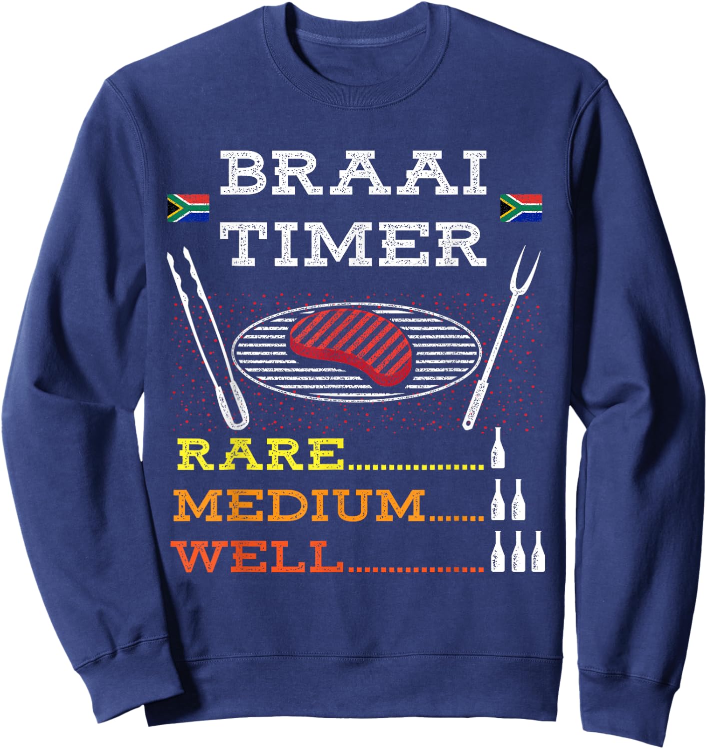 Braai Timer African BBQ Funny Family South Africa Flag Sweatshirt - Sweatshirt | Navy