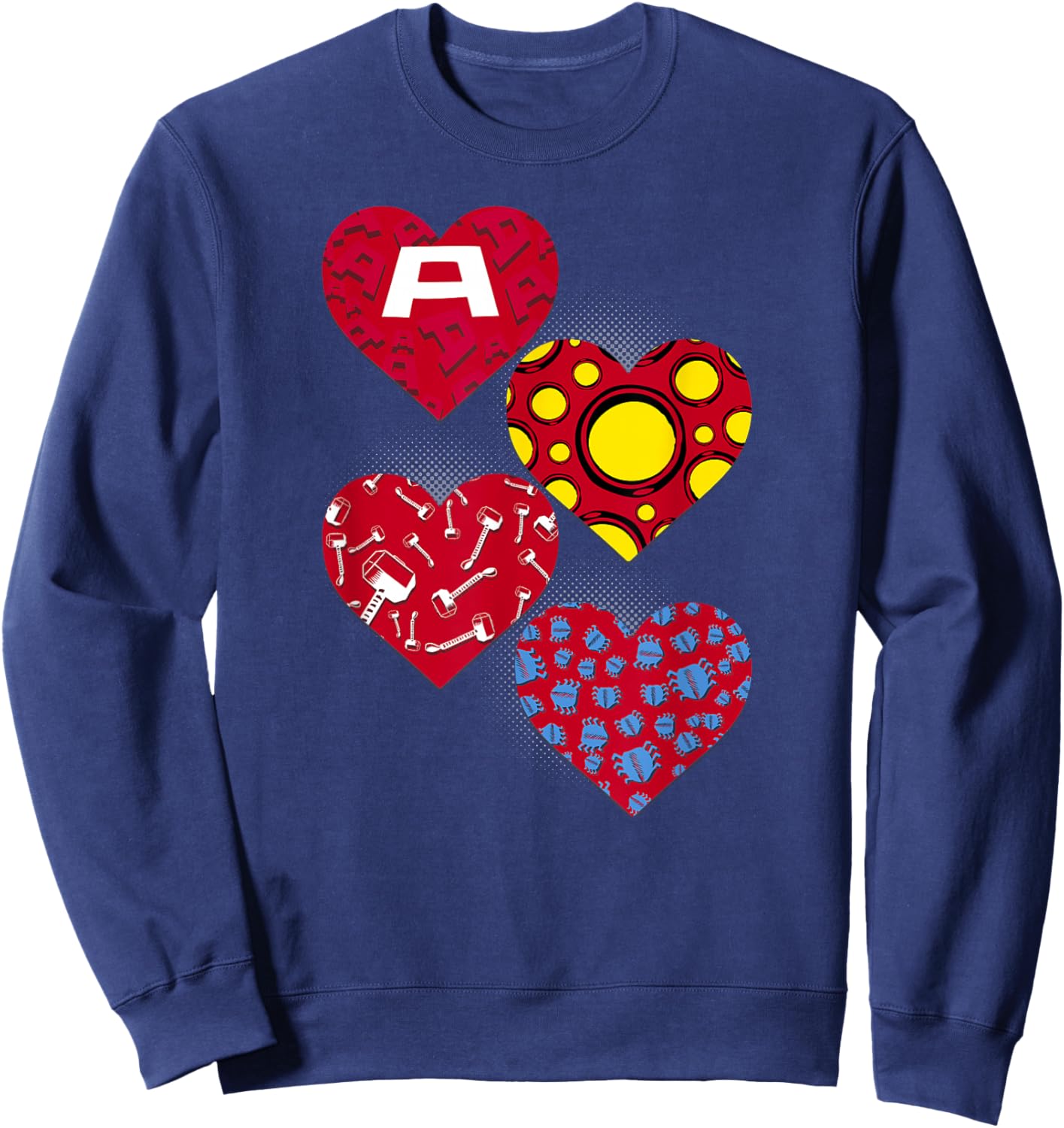 Marvel Comics Avengers Valentine's Day Super Hero Hearts Sweatshirt - Sweatshirt | Navy