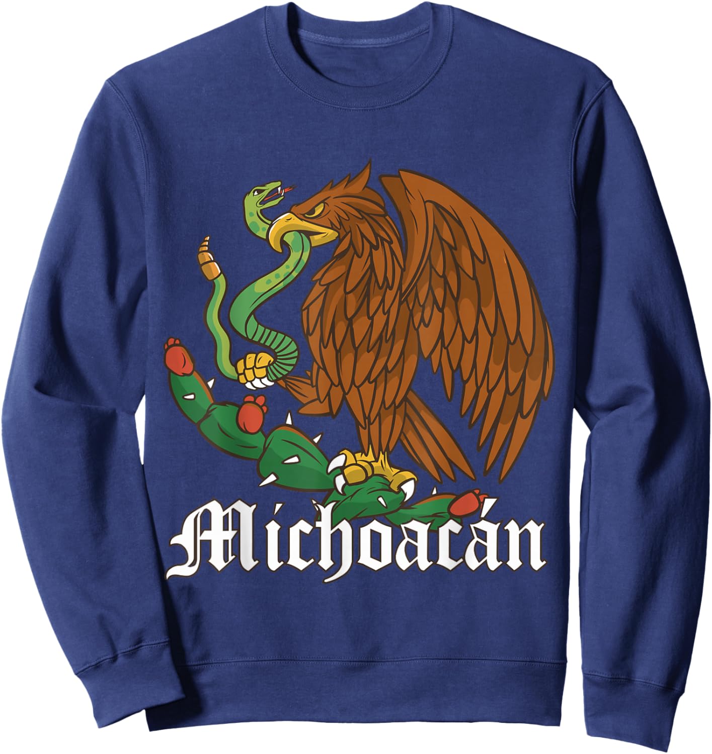 Michoacan Mexico with Mexican Eagle, Michoacan Sweatshirt - Sweatshirt | Navy