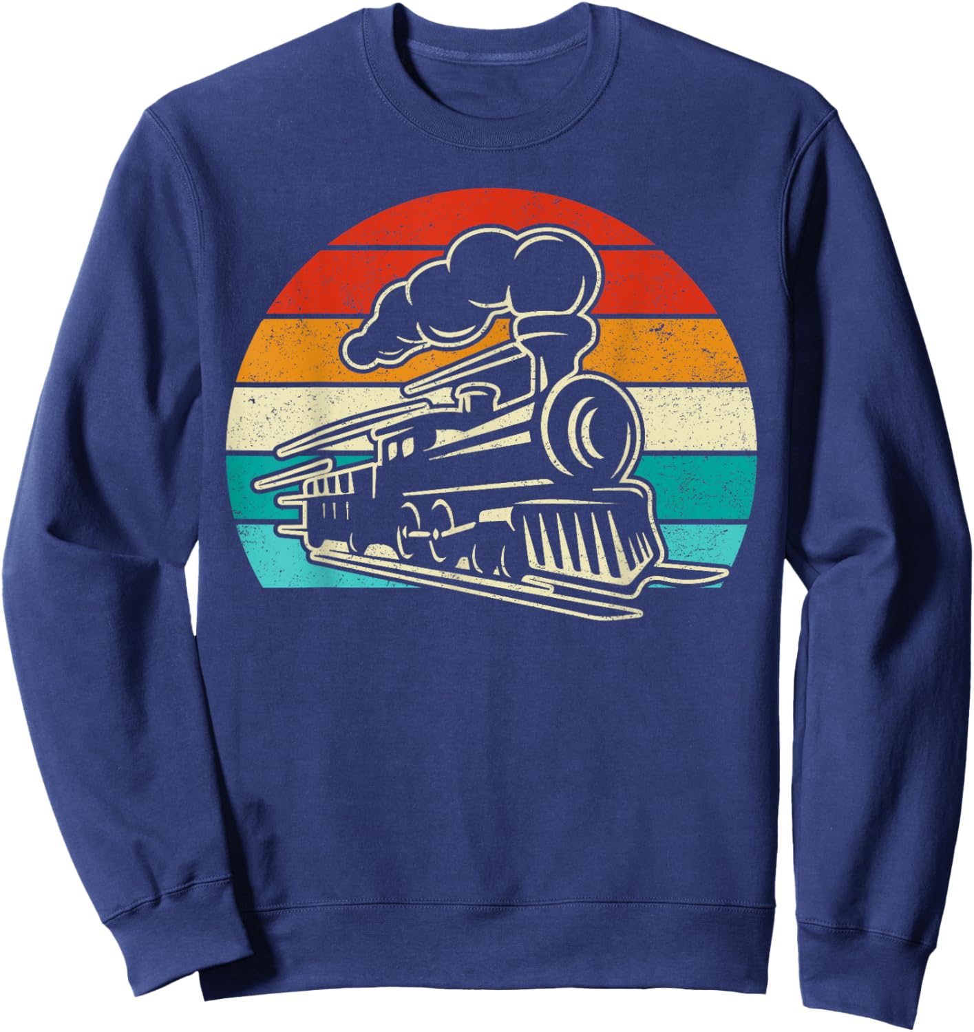Retro Vintage Distressed Train Engineer Engine Boys Men Sweatshirt - Sweatshirt | Navy