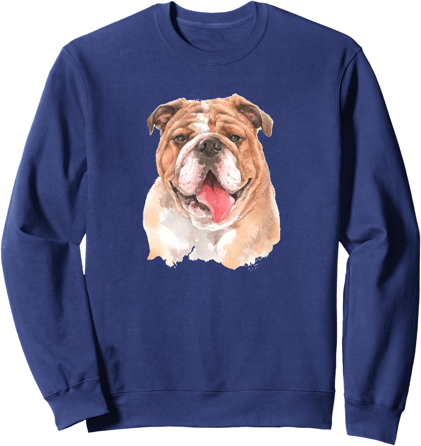 Funny Watercolor English Bulldog Men Women Girls Kids Sweatshirt - Sweatshirt | Navy