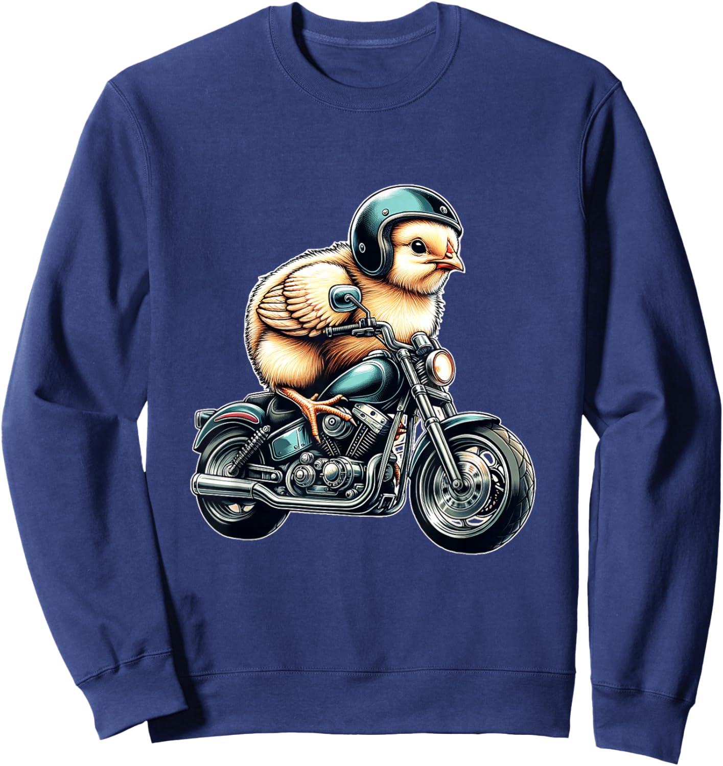 Biker Chick Funny Biker Chicken for Female Motorcycle Riders Sweatshirt - Sweatshirt | Navy