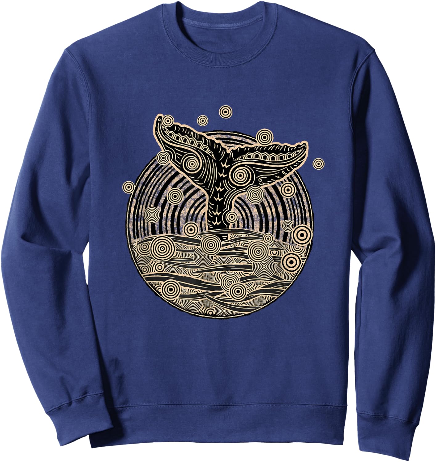 Vintage Tribal Whales Tail Sweatshirt - Sweatshirt | Navy