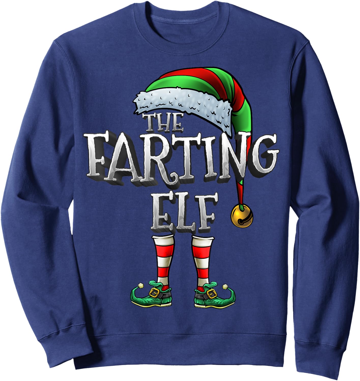The Farting Elf Shirt Matching Family Christmas Farting Elf Sweatshirt - Sweatshirt | Navy
