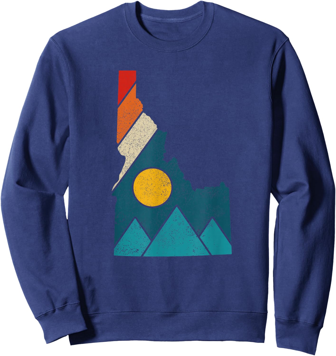 Idaho Vintage State Map Mountains Hikers Camping Sweatshirt - Sweatshirt | Navy