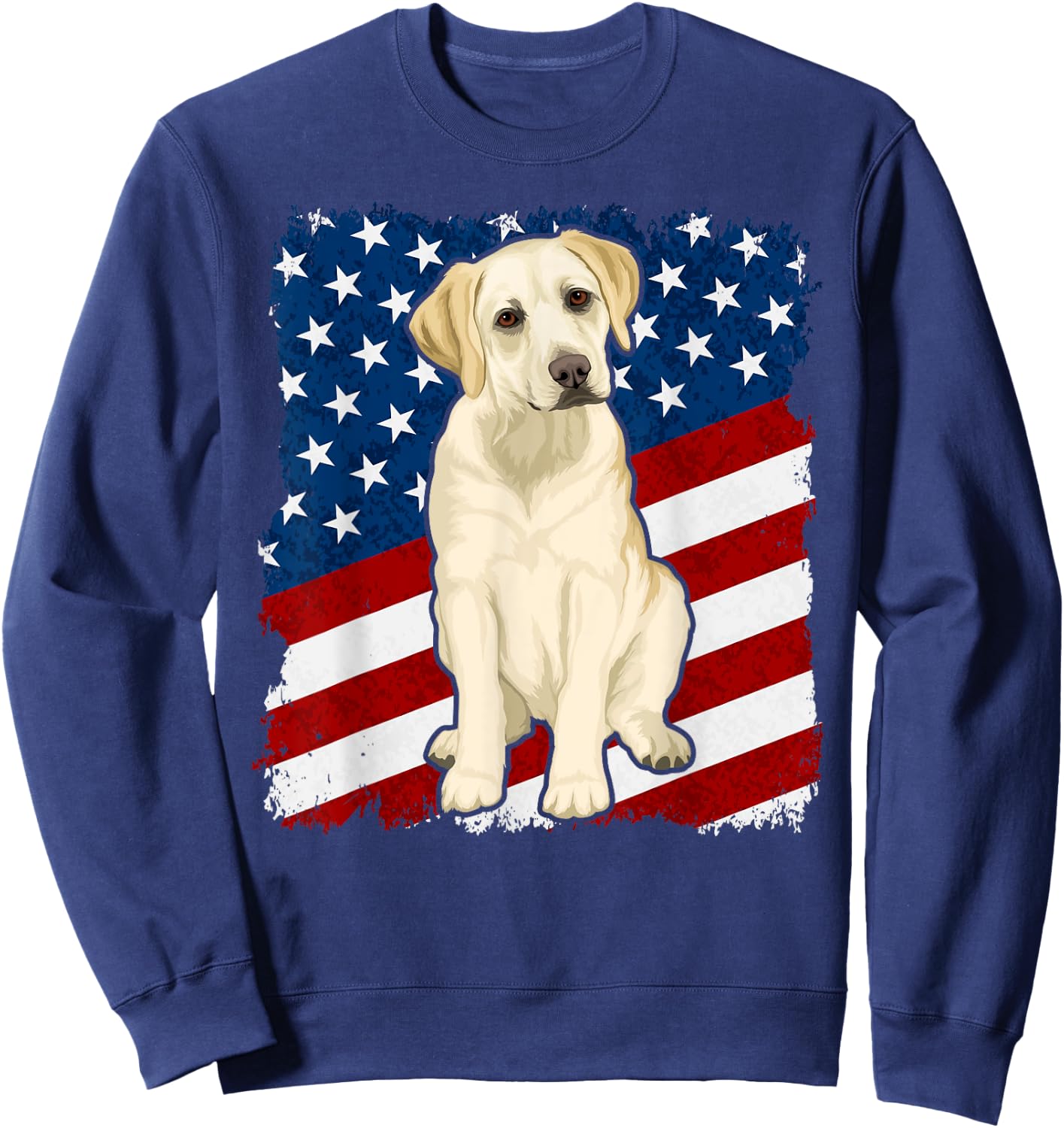 Yellow Labrador Dog American Flag Kids Men Sweatshirt - Sweatshirt | Navy
