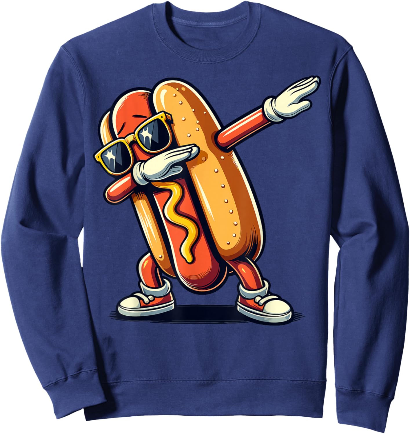 Cool Hot Dog Dabbing Funny Fast Food Hotdog Lovers Toddler Sweatshirt - Sweatshirt | Navy