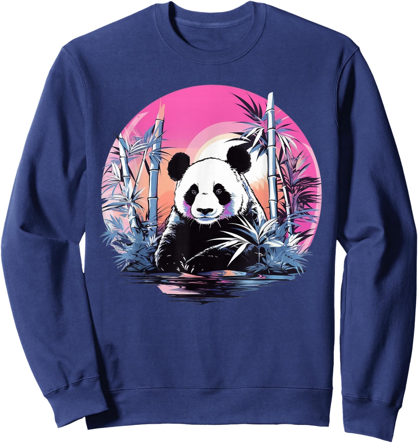 Vaporwave Panda Bear I Aesthetic Panda Sweatshirt - Sweatshirt | Navy