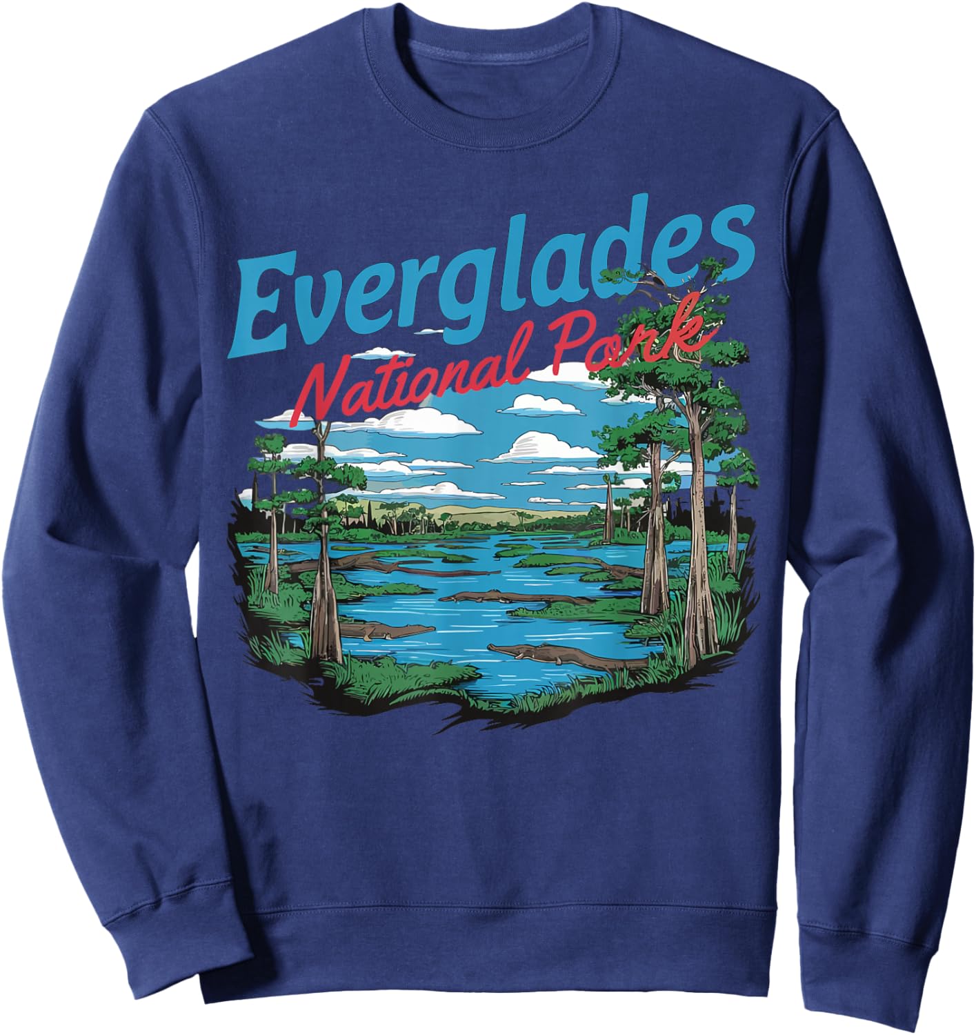 Everglades National Park Illustration Hiking Retro Florida Sweatshirt - Sweatshirt | Navy