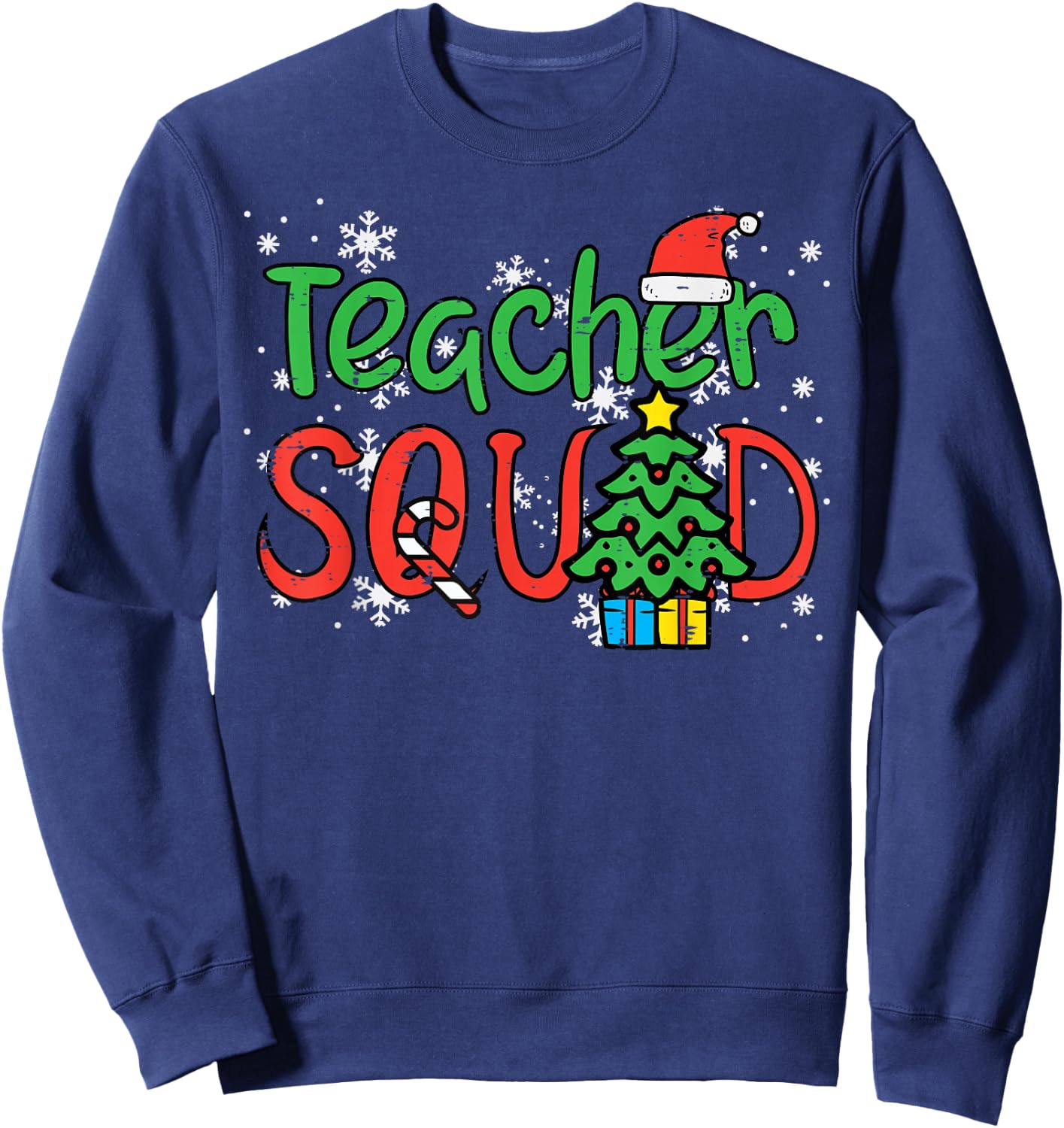 Christmas Teacher Squad Funny Xmas Teachers Crew Men Women Sweatshirt - Sweatshirt | Navy