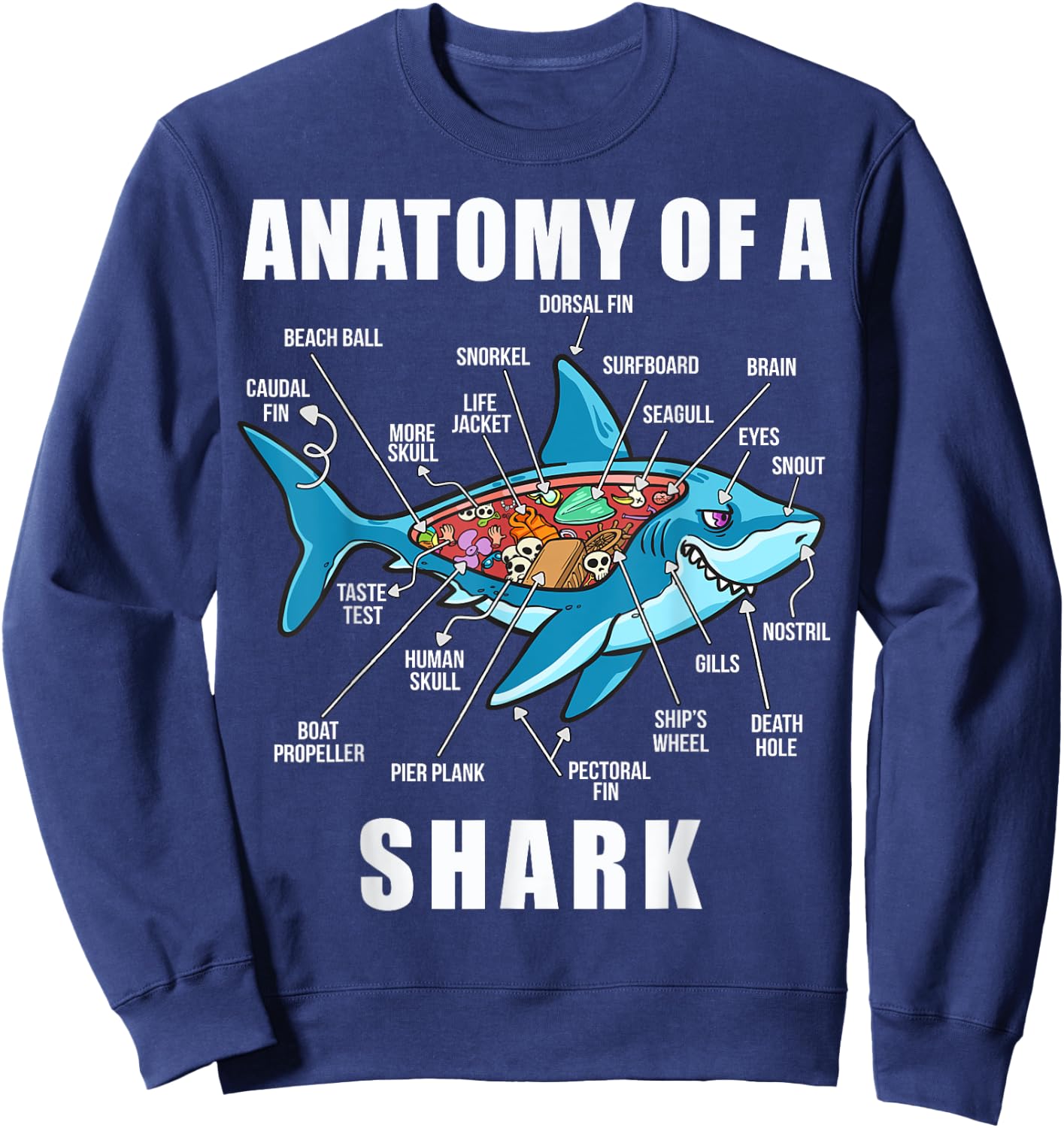 Anatomy Of A Shark Funny Marine Biology for Sharks Lovers Sweatshirt - Sweatshirt | Navy