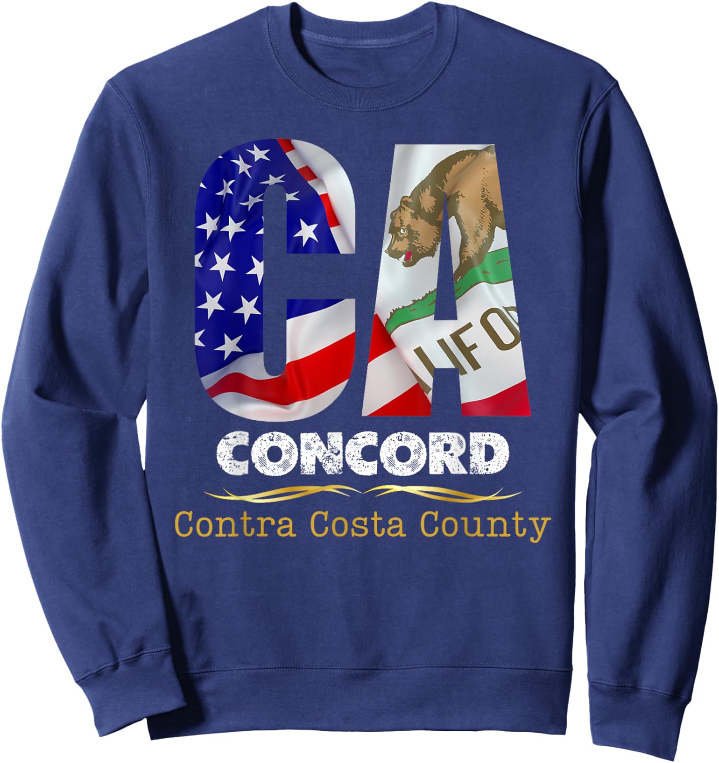 Concord, California CA, Authentic Popular City, , Small Sweatshirt - Sweatshirt | Navy