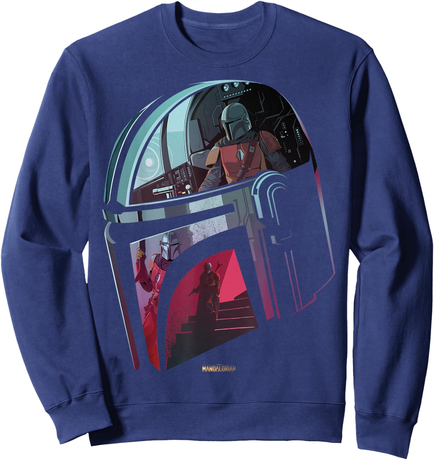 Star Wars The Mandalorian Helmet Scene Fill Sweatshirt - Sweatshirt | Navy