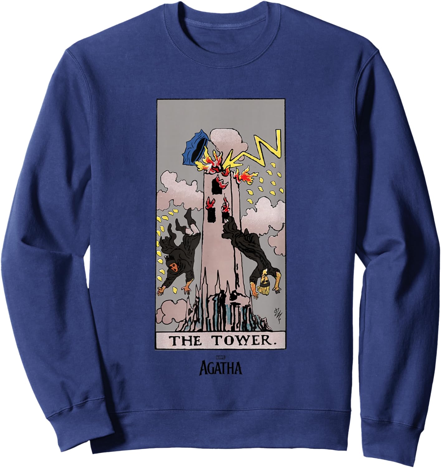 Marvel Agatha All Along The Tower Vintage Tarot Card Sweatshirt - Sweatshirt | Navy