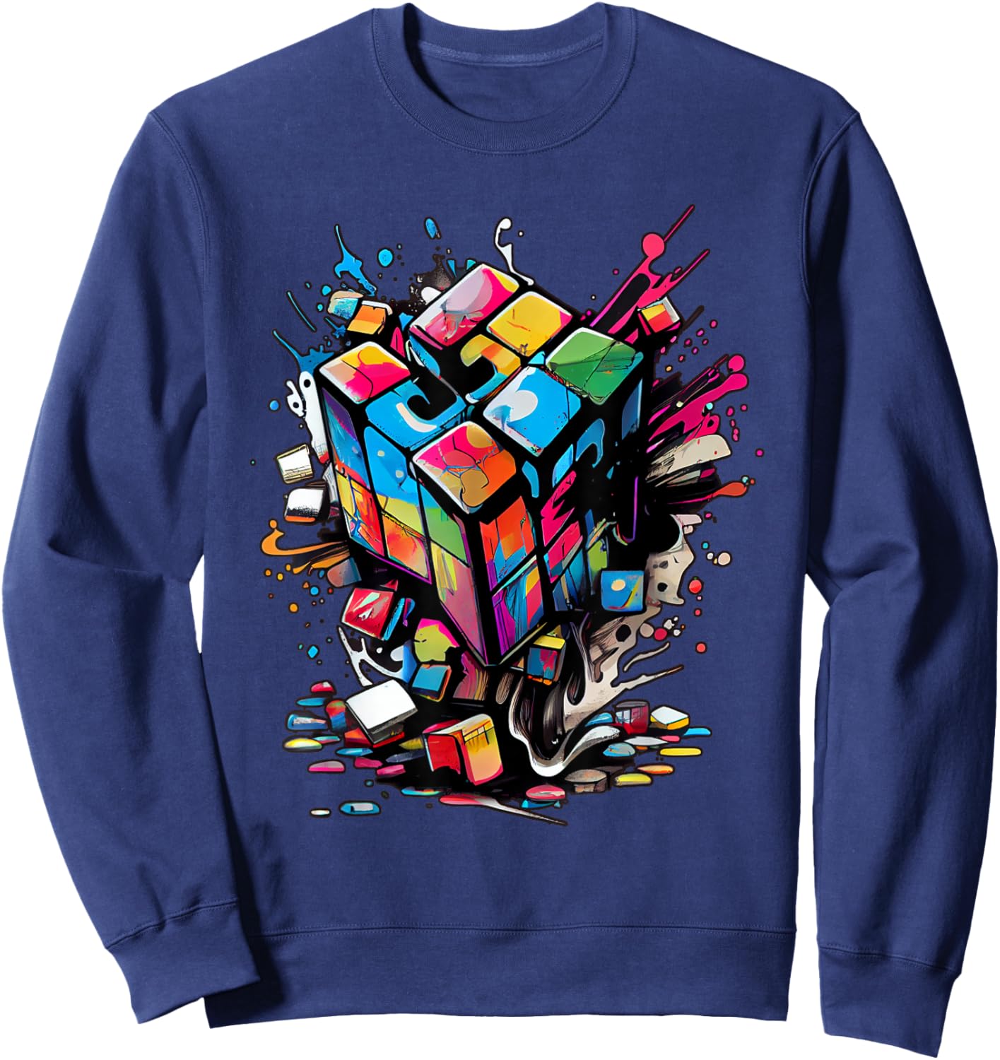 Puzzle Cube Exploding Speed Cubing 80's Youth Vintage Math Sweatshirt - Sweatshirt | Navy