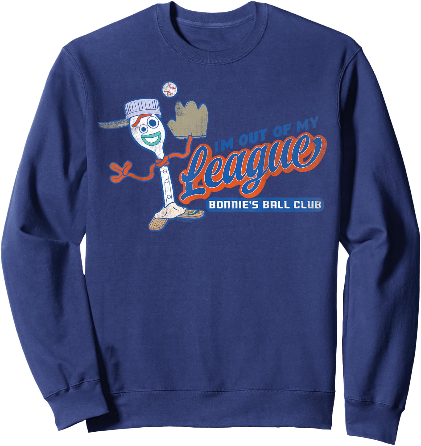 Disney and Pixar's Toy Story Forky Baseball Sports My League Sweatshirt - Sweatshirt | Navy