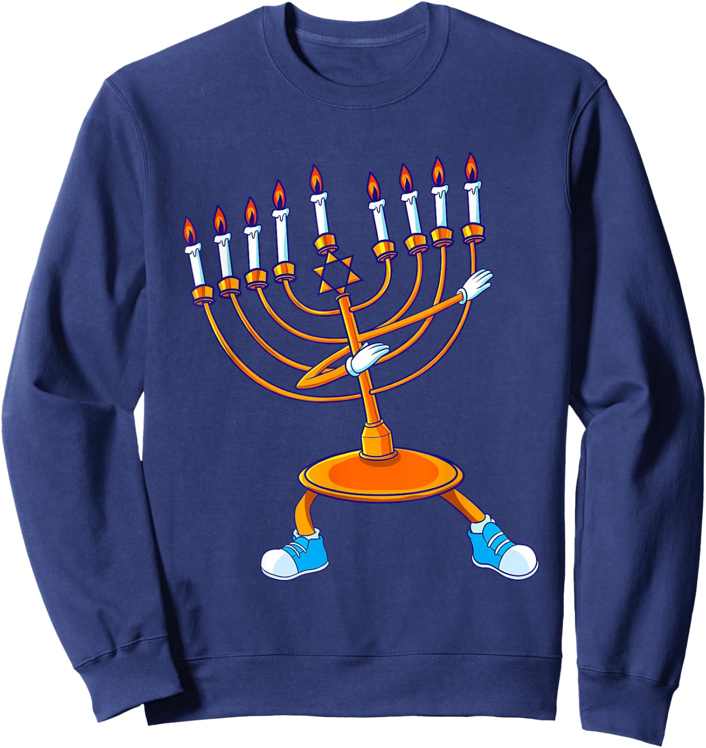 Dabbing Menorah Hanukkah Dancing Chanukah Kids Girls Boys Sweatshirt - Sweatshirt | Navy