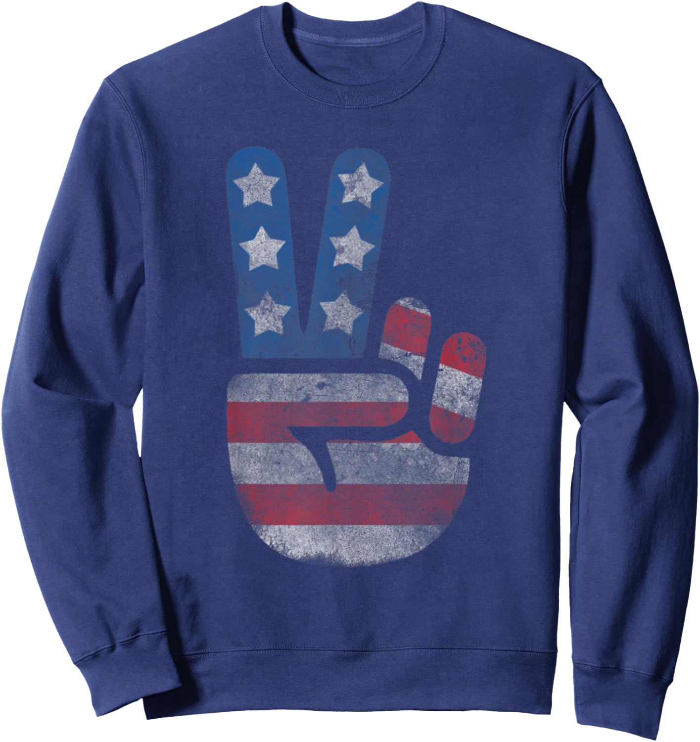 USA Flag Peace Sign Victory Fingers Patriotic Sweatshirt - Sweatshirt | Navy