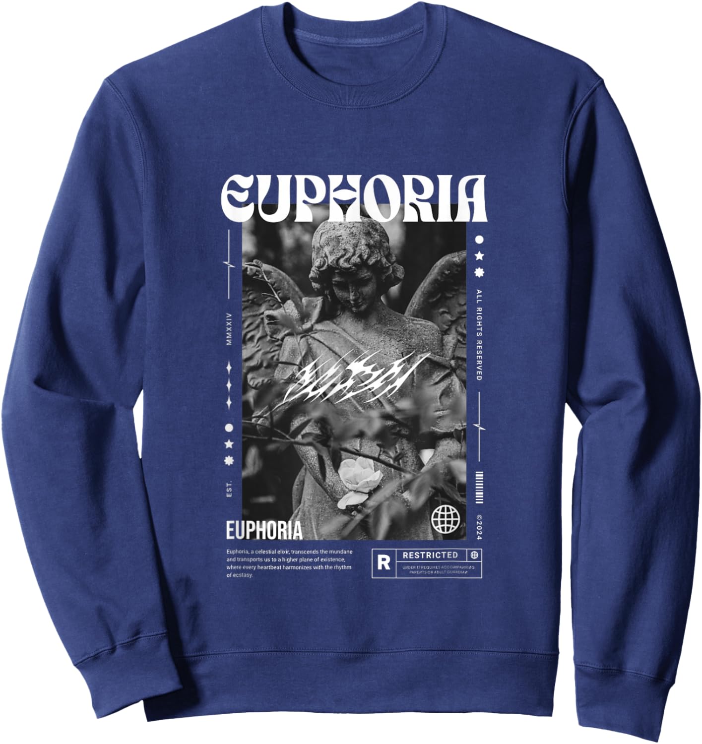 Euphoria Angel - Bold Urban Graffiti Sweatshirt - Sweatshirt | Navy