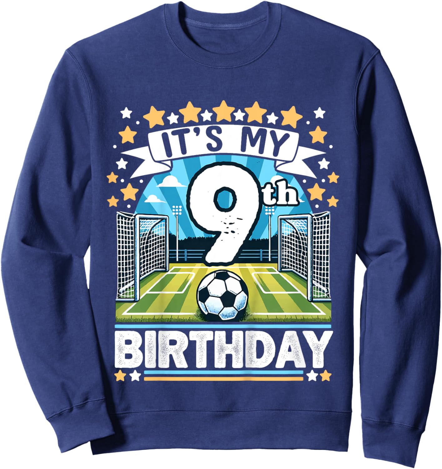 Kids It's My 9th Birthday Soccer Football 9 Years Old Boy Player Sweatshirt - Sweatshirt | Navy