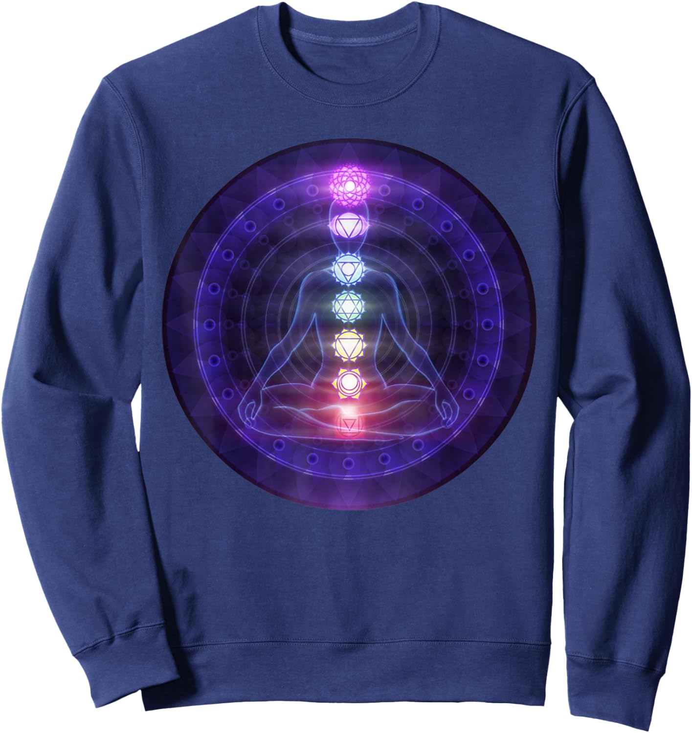 Beautiful Yoga Meditation Chakra Sweatshirt - Sweatshirt | Navy