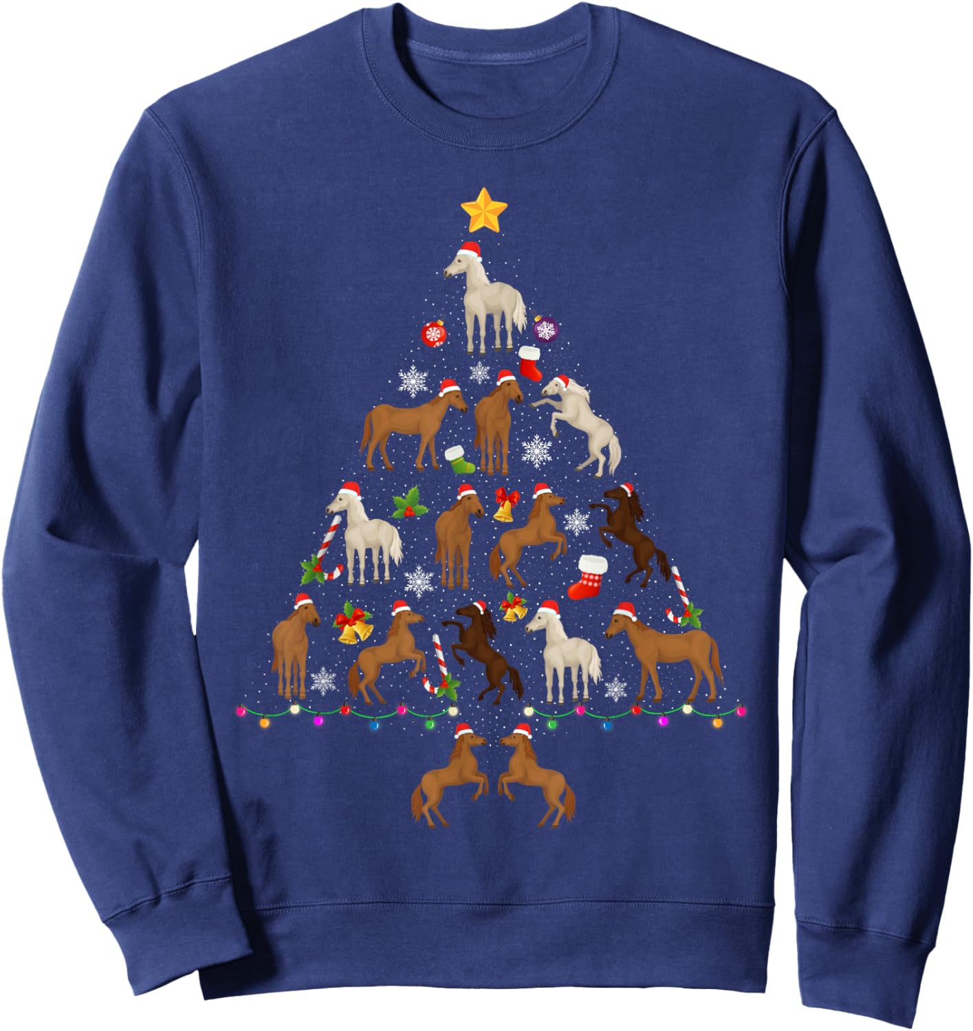 Horse Christmas Tree Funny Ugly Christmas Sweater Sweatshirt - Sweatshirt | Navy